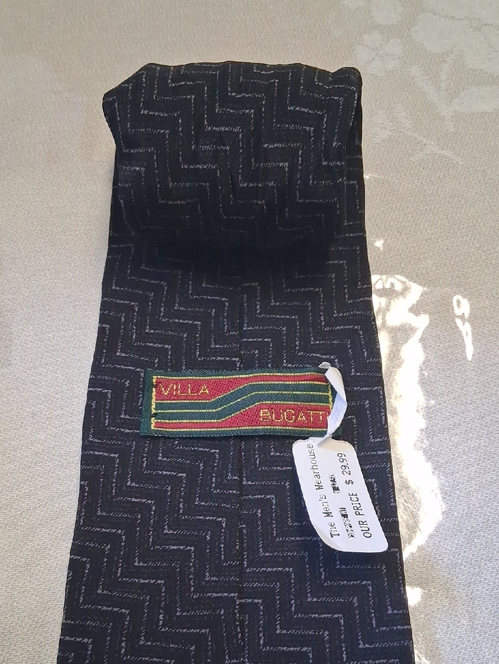 Bugatti Black Zigzag Pattern Men's Tie